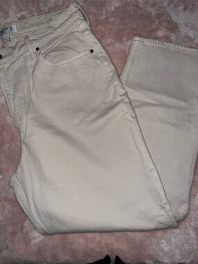 Cream Straight-Leg Jeans